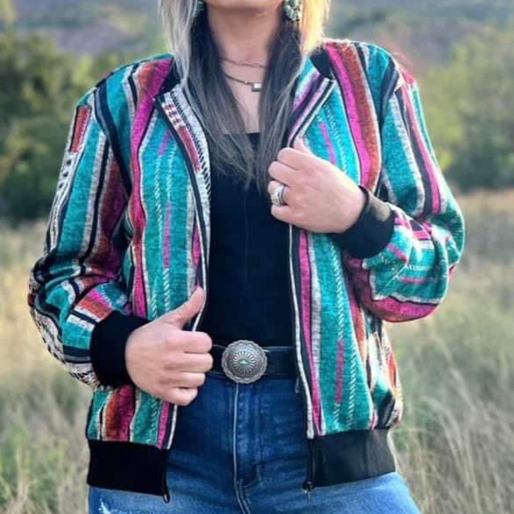 Sterling Kreek Multicolor Bomber Jacket! Women’s size 2X XXL NWTS WESTERN